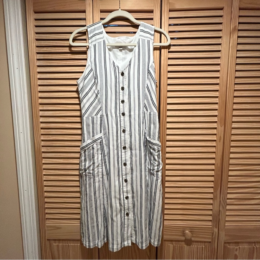 LOFT Blue & White Striped Dress